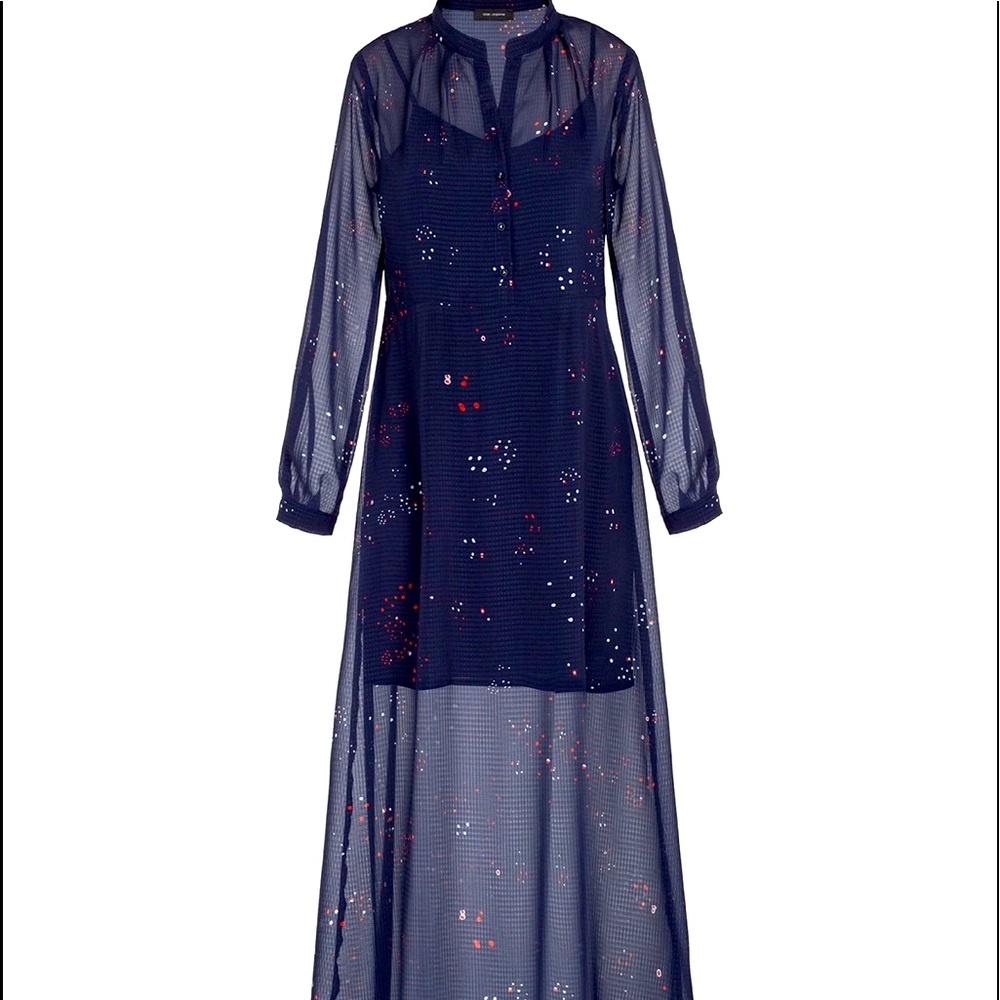 cop.copine designer dress long sheer layer and slip dress